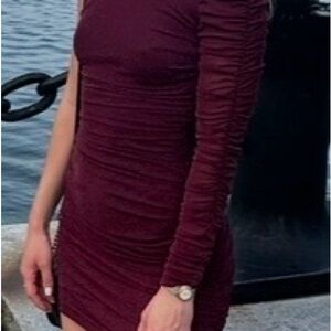 Windsor Maroon One-Shoulder Dress